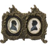 Deutsch: um 1810. Miniatur Silhouetten-Paar, Mann und Frau
