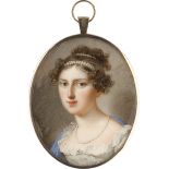 Bossi, Domenico: Miniatur Portrait einer jungen Frau mit reichem Perlensc...