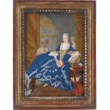 Boucher, François - nach: Miniatur Portrait der Marquise de Pompadour in blauem Kl...