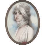 Plimer, Andrew: Miniatur Portrait einer jungen Frau mit Perlen und weiße...