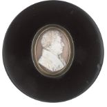 Französisch: um 1820. Miniatur Muschelkamee Portrait eines Mannes mit...