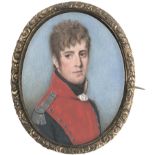 Bartlett, Michael - In der Art: Miniatur Portrait eines jungen Offiziers in rot/blauer U...