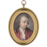 Greuze, Jean-Baptiste - Umkreis: Miniatur Portrait eines zur Seite blickenden Jünglings i...