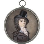 Französisch: um 1793. Miniatur Portrait einer jungen Frau mit Kokarde...