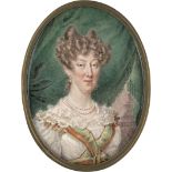 Sieurac, François-Joseph-Justin: Miniatur Portrait der Duquesa de San Fernando vor grünem...