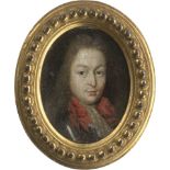 Europäisch: um 1660. Miniatur Portrait eines Mannes mit langem braun...