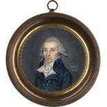 Cressent, Jean: Miniatur Portrait eines jungen Mannes in blauer Jacke