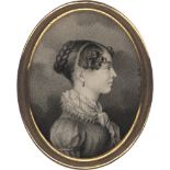 Othon, José: Miniatur Portrait einer jungen Frau im Profil nach recht...