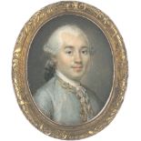 Labille-Guiard, Adélaïde - Umkreis: Miniatur Portrait eines jungen Mannes in hellgrüner Seid...
