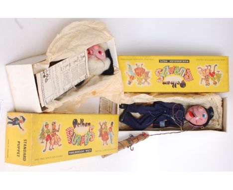 PELHAM: Two vintage Pelham Puppets - appearing in very good condition - both puppets - Policeman and Teacher in original boxe