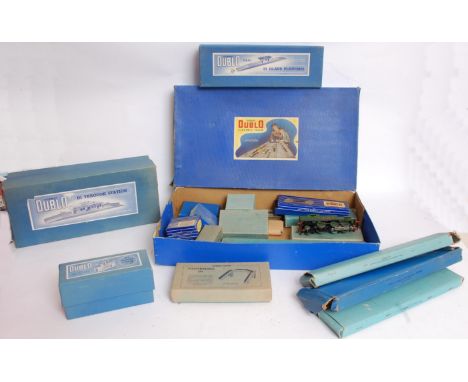 HORNBY DUBLO; A large quantity of vintage Hornby Dublo railway trainset accessories - most in original boxes including boxed 