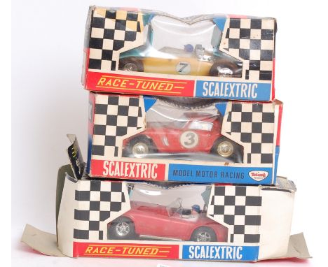 SCALEXTRIC: A good collection of three vintage Scalextric cars - each in their original box. Comprising of: Race Tuned Panthe
