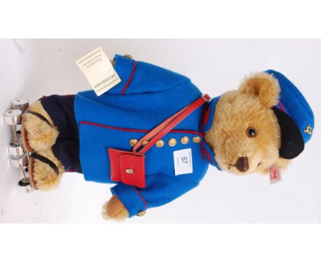 STEIFF: An original Steiff 01283 Telegrammebote Willheim telegram teddy bear, on roller skates, circa 2001. With certificate.