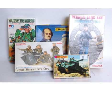 MODEL KITS: A selection of model kits including Dragon, Tamiya, Matchbox and Lingberg. Each unmade.