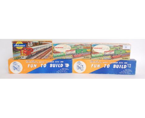 A collection of 5x vintage railway model kits to include: Athearn, Ulrich (x2) and Wathers (x2). Most kits appearing unused.