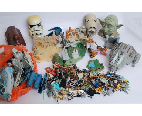 A large quantity of vintage Star Wars Galoob Micro Machines playsets and figures, comprising of several different playsets wi