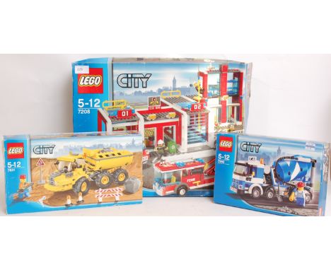 LEGO; A collection of three vintage Lego City sets, each with original box to include 7631 - Truck, 7990 Cement Mixer and 720