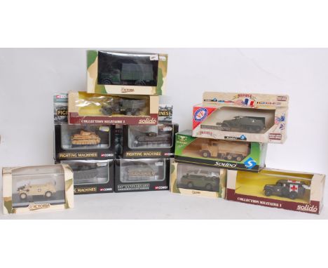 DIECAST: A collection of boxed military themed diecast to include 4x Corgi, Solido, Victoria etc.