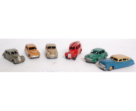DINKY; A collection of 6 vintage diecast Dinky Toys models, comprising of; Green Morris Oxford, cream/blue Hudson Sedan, oran