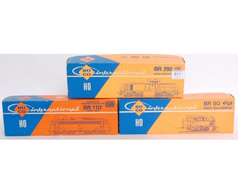 ROCO: A collection of three vintage Roco railway trainset locomotives: 04114C, 4137B and 04154B. Each boxed with instructions