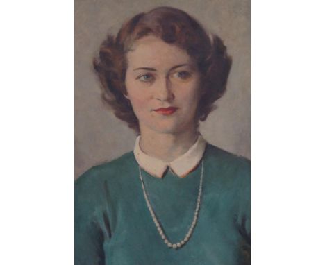 Frank Wiles (1881-1963), oil on board, portrait of a lady, set in a gilt frame, signed top right, 60cm x 50cm 
