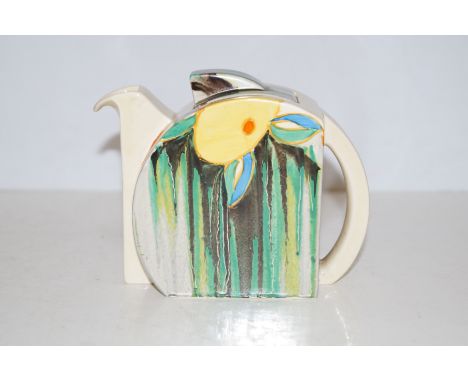 Clarice Cliff 'Delecia' citrus fruit pattern teapot, Stamford shape, Lawleys retail mark to base, (Provincial Patent 23326), 
