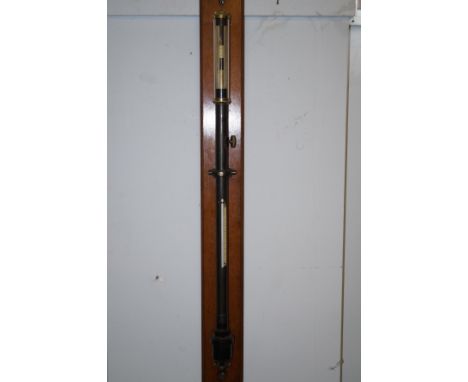 Victorian stick barometer, Aide of London, numbered 1337, on an oak mount, overall height 106cm 