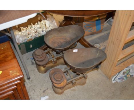 Two sets of kitchen scales and weights 