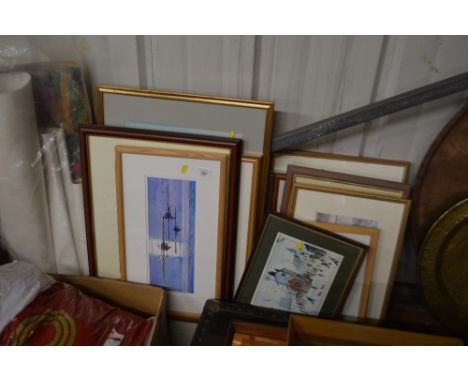 A large quantity of various pictures and prints; a watercolour study of a harvest scene; a print after Lowry etc.