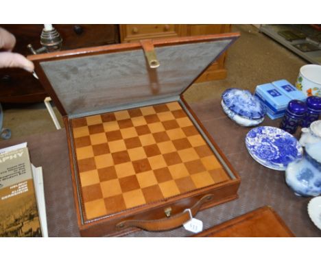 A leather cased chess set 