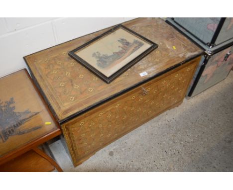 A Eastern inlaid wooden trunk  AF