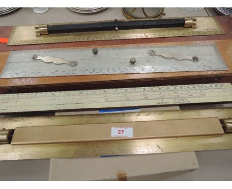 A selection of vintage architectural, design and measuring devices. Including solid brass sliding ruler aluminium parallel ru