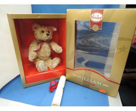 A modern Steiff teddy bear, named William having jointed body with white tag in ear, limited edition 69/1500 with certificate