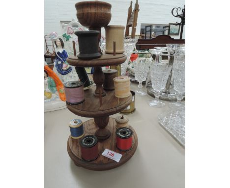 A treen bobbin stand