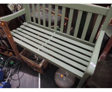 A painted garden bench