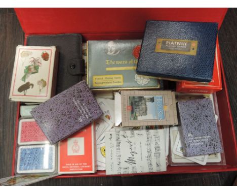 A selection of vintage playing cards including Piatnik, RNLI, Tarot etc