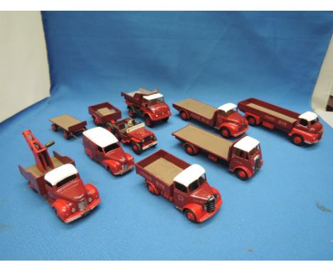 Ten Dinky & Corgi die-cast wagons, vans and trailers all repainted John Bye