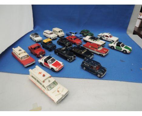 Nineteen Corgi & Dinky Police, Ambulance and Rescue vechicles, repaints included