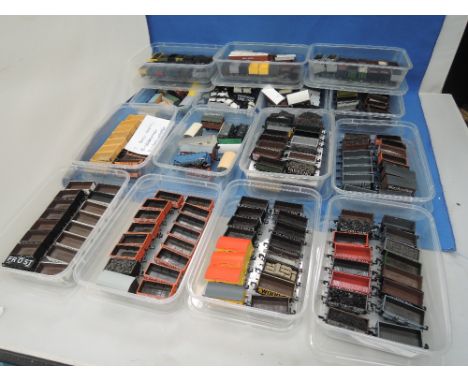 Fifteen small boxes of Peco, Lima and similar N gauge items of rolling stock 