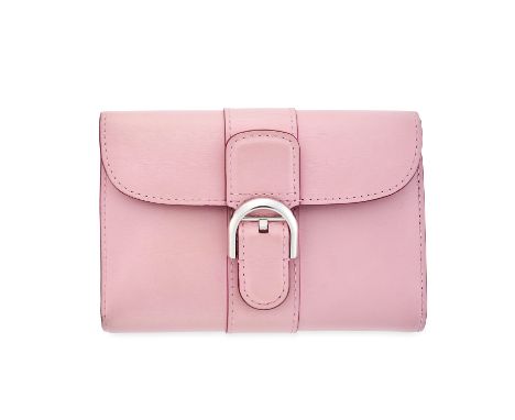 DELVAUX BRILLIANT LEATHER COMPACT WALLET Condition grade B. Light pink leather exterior with tonal stitching, slip pocket at 