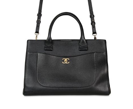 CHANEL NEO EXECUTIVE LINE COCO MARK TOTE BAG Condition grade B. Black Caviar leather exterior with gold tone CC turnlock clos