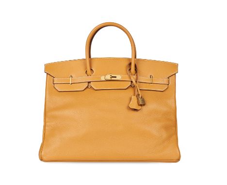 HERMÈS VINTAGE NATURAL SABLE FJORD BIRKIN 40 BAG&nbsp; Condition grade B-.&nbsp; Crafted in 1987, this bag is an early editio