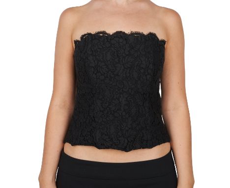 NO RESERVE CHANEL LACE CORSET TOP Condition grade C. No size label attached. 87cm chest, 33cm length. Black lace top with rib