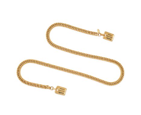 CHANEL VINTAGE LARIAT STLYE NECKLACE Comprising two rectangular tags with CHANEL 31 RUE CAMBON PARIS lettering, suspended fro