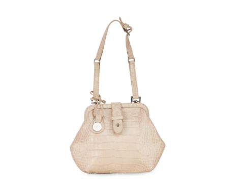 MULBERRY VINTAGE CROC EMBOSSED BAG Condition grade B. Beige croc embossed leather exterior with a leather shoulder strap, a f