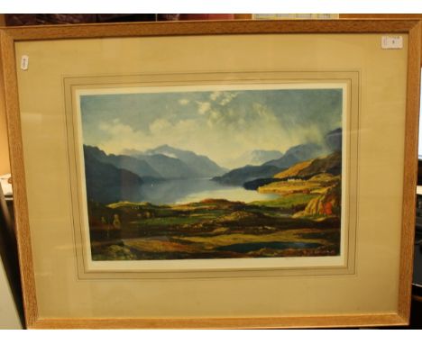 * SIR DAVID YOUNG CAMERON RA RSA (SCOTTISH 1865 - 1945), THE LOCH colour lithograph on paper, bearing Fine Art Trade Guild st