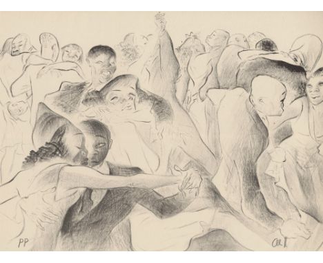 Artist: Al Hirschfeld (American, 1903 - 2003). Title: "Slow Blues [from the suite 'Harlem As Seen by Hirschfeld']". Medium: O