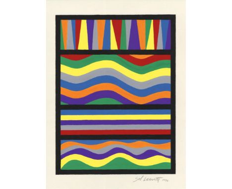 Artist: Sol LeWitt (American, 1928-2007). Title: "Wavy Horizontal Brushstrokes". Medium: Gouache on paper. Date: Composed 199