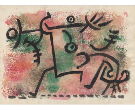 Artist: Paul Klee (Swiss/German, 1879 - 1940). Title: "Vor Damonen fliehen". Medium: Watercolor and pen and ink on paper. Dat