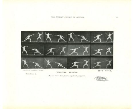 Artist: Eadweard Muybridge (English/American, 1830-1904). Title: "Athletes: Fencing [from The Human Figure in Motion: Plate 3